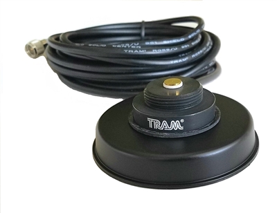 Magnet Antenna Mount NMO 3 1/4" Black With 17' RG-58 Cable and Assembled Mini-UHF Connector. TRAM