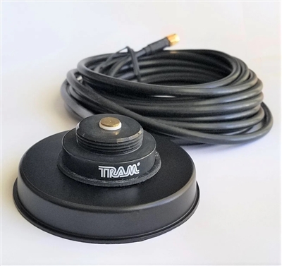 Magnet Antenna Mount NMO 3 1/4" Black With 17' RG-58 Cable and Assembled SMA Male Connector. TRAM 1233SMA