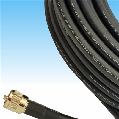 RG-213 Type Low Loss Coaxial Cable Assembly, PL259 Connectors, 100ft