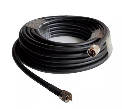 RG213U Type Low Loss Coaxial Cable Assembly, PL259 to N Male, 50ft