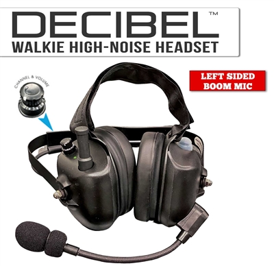 Decibel Dual-Muff High Noise Reducing Headset With Built-In Two-Way Radio